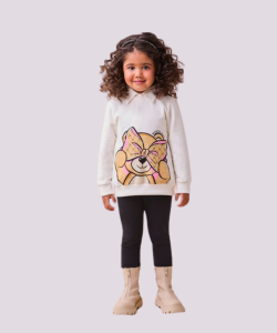 Conjunto Infantil Meia Malha e Tactel Estampado